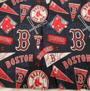 MLB Boston Red Sox Navy, Red, White Printed Fabric 1/4 Yard